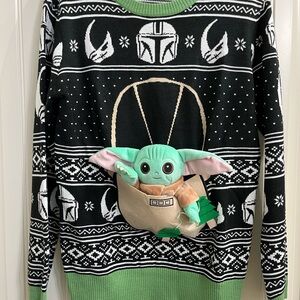 Black and Green Star Wars Sweater with Baby Yoda